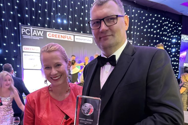 Home Olesija Saue receiving the Circular Technology Innovation Award at PCIAW 2025